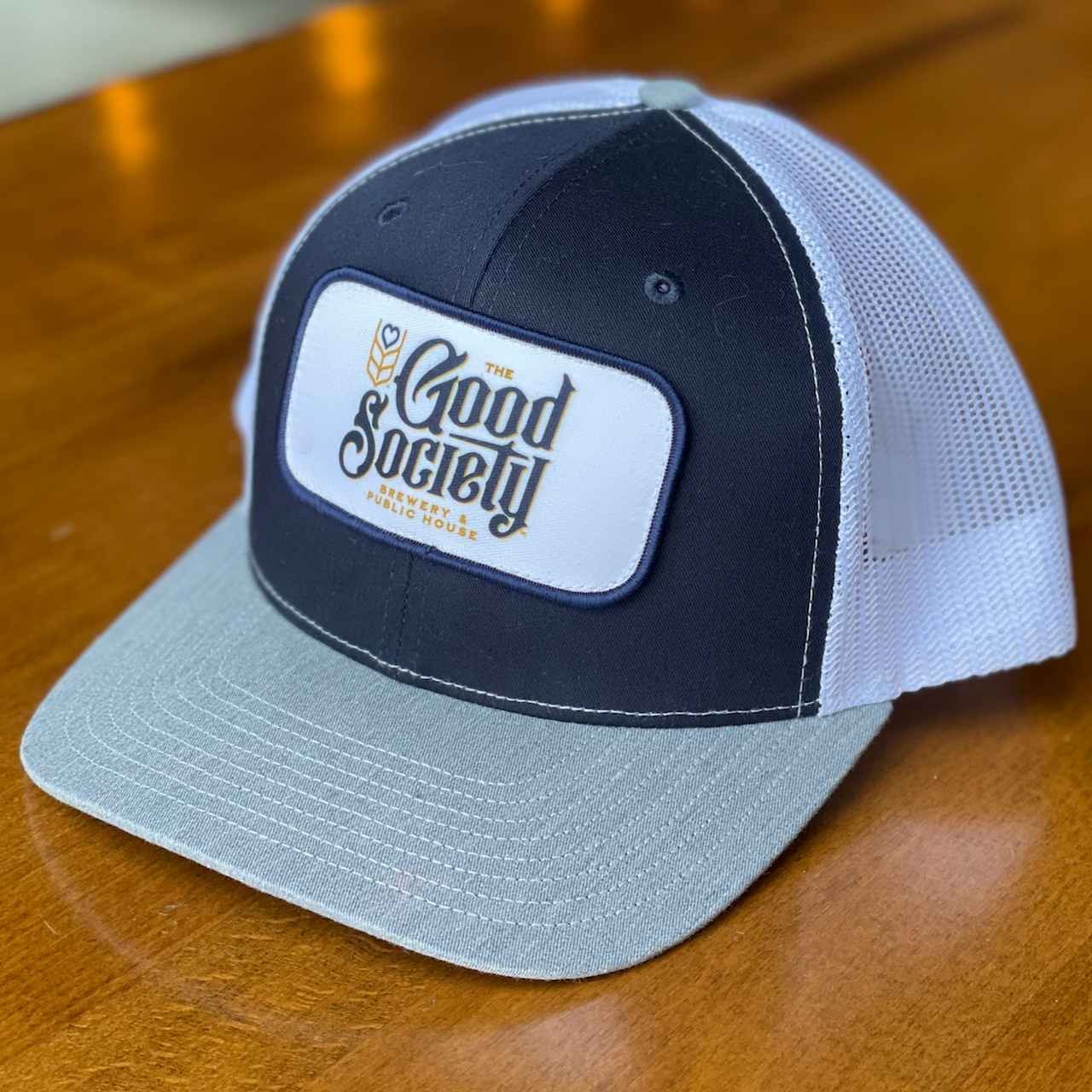 Navy, White, & Grey Hat w/ The Good Society Patch