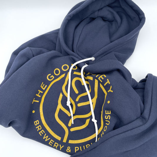 Pull Over Hoodie - Navy w/ Gold Logo